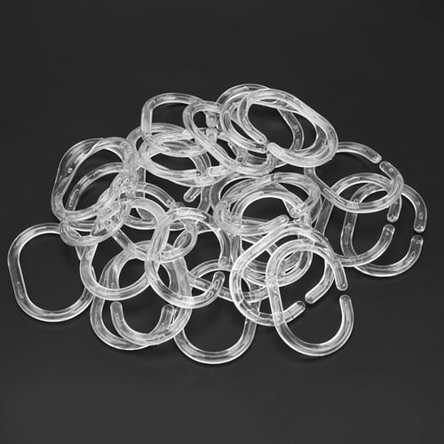 30 Pack Shower Curtain Rings C, Clear Shower Curtain Clips