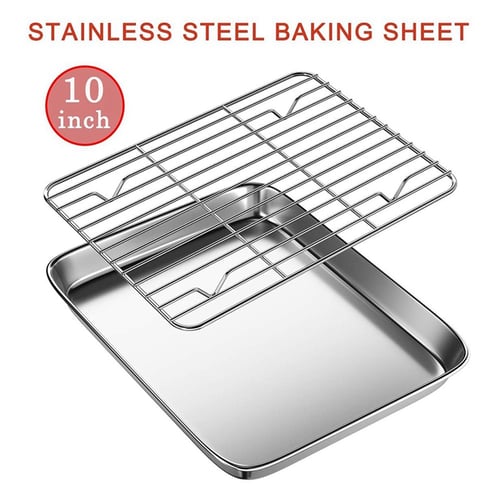1Pc Baking Sheets Stainless Steel Baking Pans Toaster Oven Tray Pans 