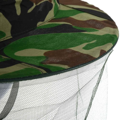 Camouflage Patten Beekeeper Hat Beekeeping Face Mask B6C1 
