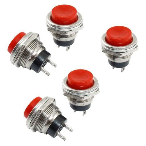 10Pcs Momentary Red Push Button Switch 3Pin SPDT 
