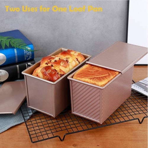 Non-Stick Bread Loaf Meatloaf Pan With Lid Metal Mold Toast Kitchen Bakeware 