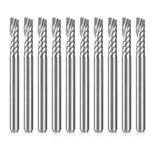 10x Dia 3.175mm Flute CNC Solid Carbide Spiral End Mill Woodwork Router Bits 