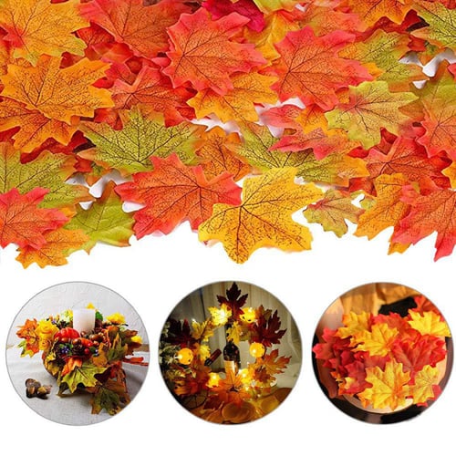 400pcs Artificial Maple Leaves Autumn Fall 