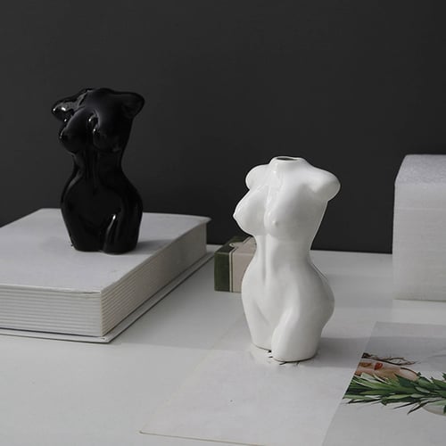 Nordic Nude Female Body Vase Ceramic Art Flower Pot Women Statues Ornament Decor