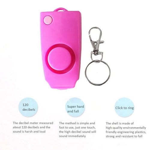 Pink 2pcs Personal Security Anti-attack 120db Security Alarm Keychain 