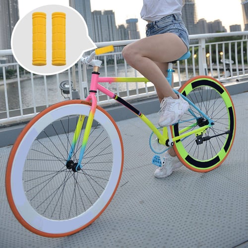 Yellow Beach Cruiser Bike Bicycle Handlebar Cover Bike Grips Bar Leather Grip 