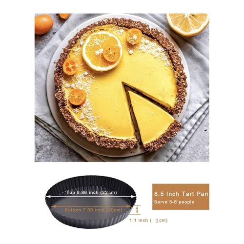 Non-stick Tart Pie Pan Removable Loose Bottom Quiche Pan Round Bakeware 8.5-Inches 