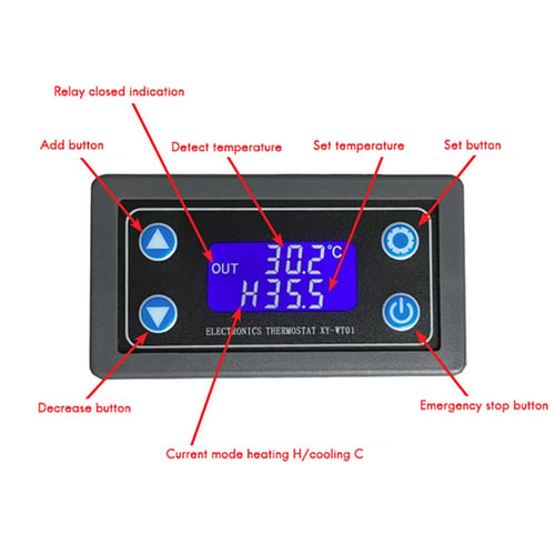 220V High Precision Digital Temperature Controller Thermostat 55~120℃ W3230 XY 