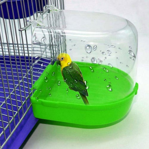 US Pet Bird Bathtub Water Bath Tub Cage Hanging Bowl Parrots Parakeet Birdbath 