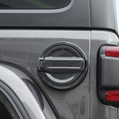 Car Door Gas Cap Cover Fuel Tank Filler for Jeep Wrangler JL 2018 Carbon Fiber