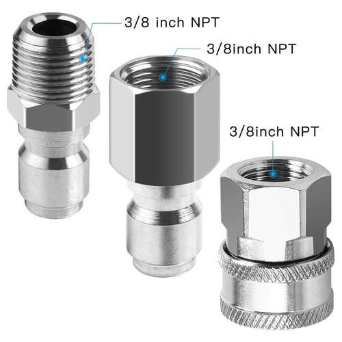 NPT 3/8 Quick Connect Fitting Pressure Washer Coupler Connector Adapter Set 
