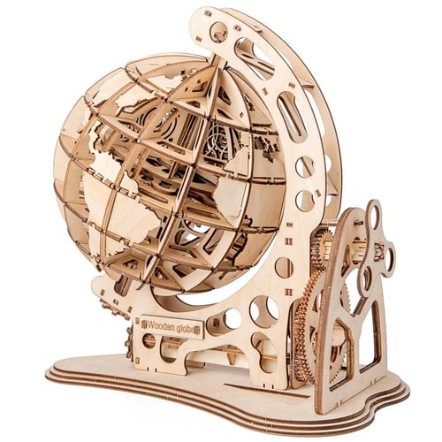 DIY 3D Wooden Puzzles Globe Puzzle Building for Adults Educational Toy 