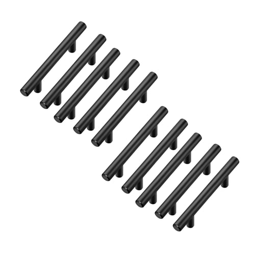 10 Pack 5 Inch Cabinet Pulls Matte, Black Stainless Steel Handles For Kitchen Cabinets