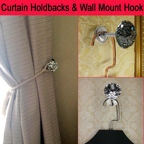Crystal Curtain Hold Metal Tie Back Hook Tassel Holder Wall Mounted Hanger 