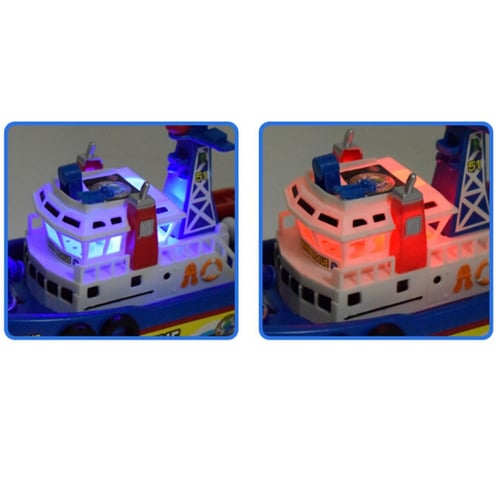 High Speed Music Light Electric Marine Rescue Fire Fighting Boat Kid Ship Model 