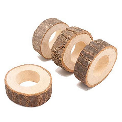 10Pcs Handcrafted Rustic Wood Napkin Rings for Wedding Party Table Decoration 