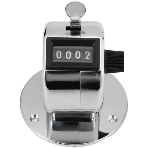 Stainless Steel Handheld 4 Digit Number Office Desk Tally Counter Silver Tone 