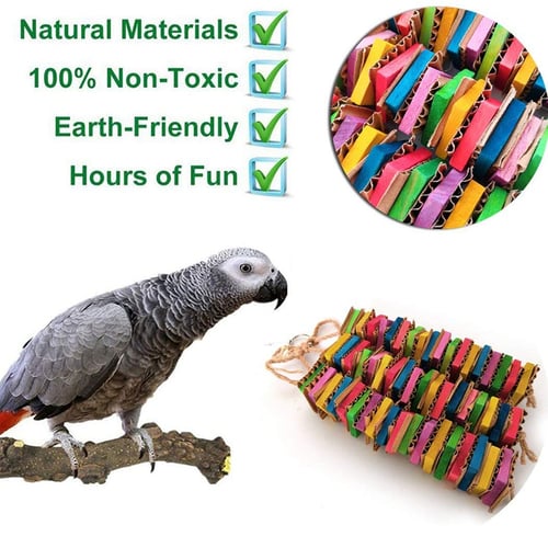 Color Wooden Bird Toys For African Greys Parrots Cage Chewing Toy 