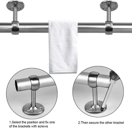 2 Pieces Curtain Rod Holder Stainless, Shower Curtain Rod Mount Holder