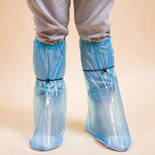 Protector Disposable High-Top Rain Shoe Covers Waterproof Anti-Slip Plastic 