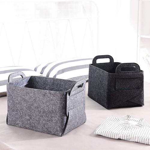 4Pcs Bedroom Medium Gray Toys Laundry Storage Bins Foldable Square Storage Basket Convenient Collapsible Container with Handles Suitable for Office Closet