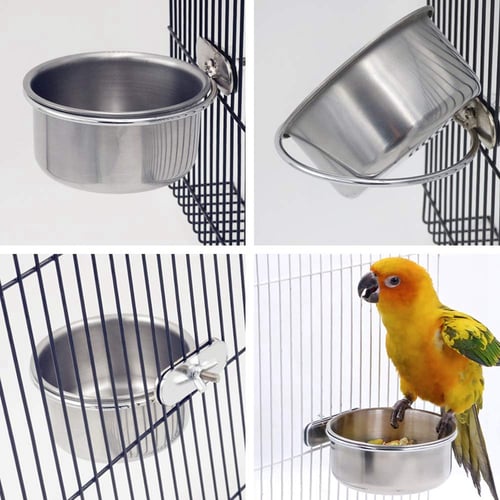 2 Pcs Bird Cage Food Water Bowl Dish for Parrots Budgie Parakeet Lovebird 