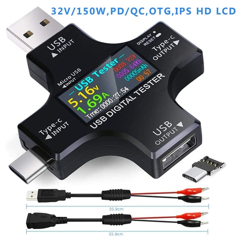 USB charger Tester QC2.0 3.0 Type-c Voltmeter ammeter cable resistance Detector