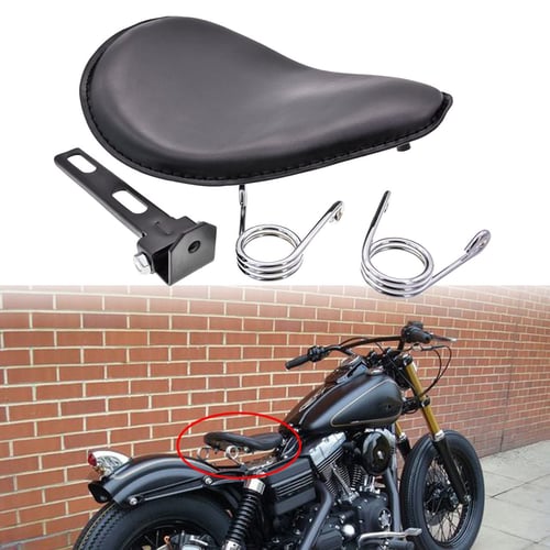 Senmubery Chrome Leather Motorcycle Soft Leather Seat Spring Solo Bracket Motorcycle Accessories Refitting Retro Spring Cushion for Sportster Bobber Chopper 
