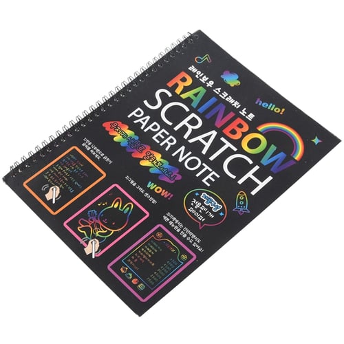 2PCS Large Magic Color Rainbow Scratch Art Paper Bloc de Notas Totalmente Negro DIY Dibujo Juguetes para Colorear Pintura Niños Doodle Regalo BENGKUI Scratch Art Note Book