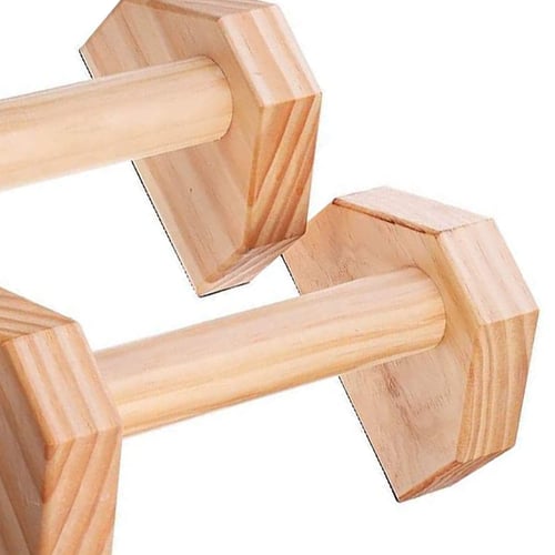 ytrew 1 Pair Parallettes Gymnastics Calisthenics Handstand Bar Wooden Fitness Exercise Tools Training Gear Push-Ups Double Rod Stand