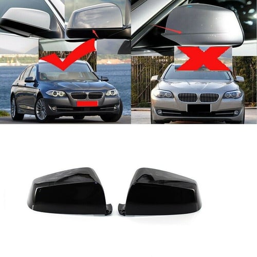 Compatible with BMW E60 E61 E63 E64 '03-07 Rearview Side Door Mirror Cover Caps Glossy Black Bull Style