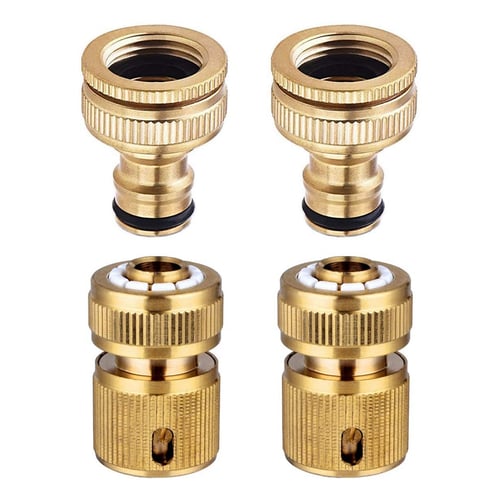 GD154 x 2 2pc 1/2" and 3/4" Inch Tap Connector Garden Hose Pipe  Fittings 