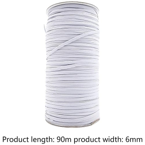 White Braided Cord Sewing Craft DIY 6mm 100 Yards Elastic Band 1/4-Inch Width 