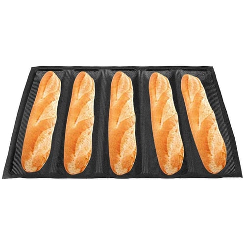 Non-stick Silicone Oblong Shape Bread Molds Baguette Pan French Bakeware Tray US 