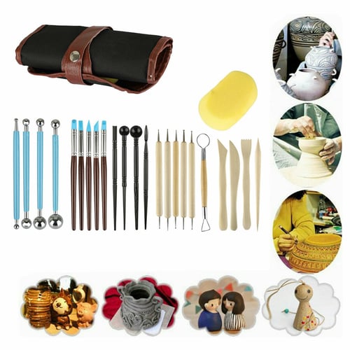 24Pcs Sculpting Tools Set with Pouch for Polymer Clay Pottery Ceramic Art Craft 