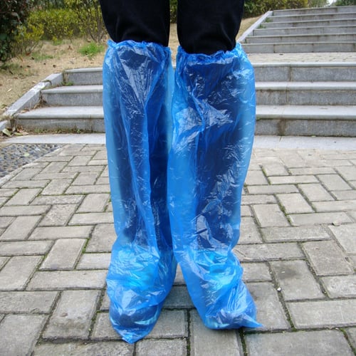 5 Pairs Waterproof Thick Plastic Disposable Rain Shoe Covers High-Top Anti-Slip 