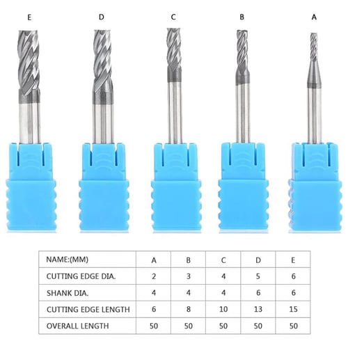 5PCS/Set 6MM Solid Carbide High performance 4Flute End Mill CNC Milling Cutters 