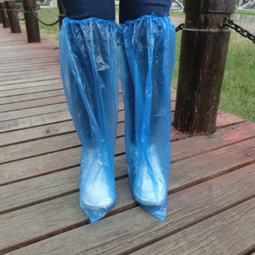 Disposable Long Shoe Covers Blue Rain Shoes Boots Covers Anti-Slip 100pcs SALE!! 
