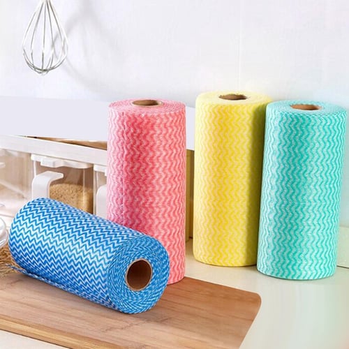 50pc/Roll Non-woven Kitchen Cleaning Cloth Disposable Rag Wiping Portable G 