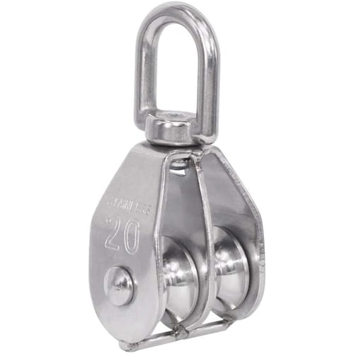 Stainless Steel Single/Double Wheel Swivel Pulley Block Lifting Rope Pulley X 1 