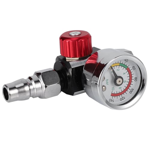 Details about   1/4" Mini Air Regulator Valve Tool Tail Pressure Gauge w/Nozzle For Spray Kit  ^ 
