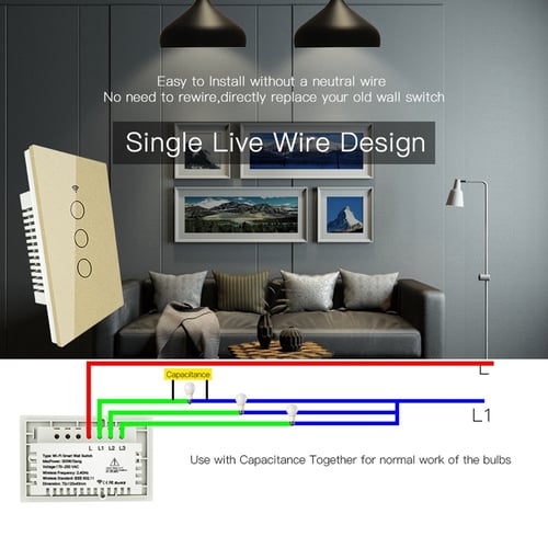 Rf433 Wifi Wall Press Switch No Neutral Wire Needed Smart Single Work With Alexa For Google Home - Wifi Wall Switch Without Neutral Wire Rf433 Wifi Wall Press Switch No Neutral Wire Needed Smart Single Work With Alexa For Google Home - Wifi Wall Switch Without Neutral Wire