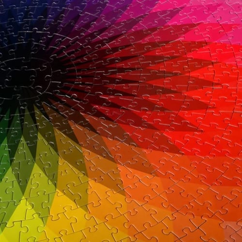 1000 Pcs Adults Gradient Jigsaw  Rainbow Round Colorful Challenge Puzzles 