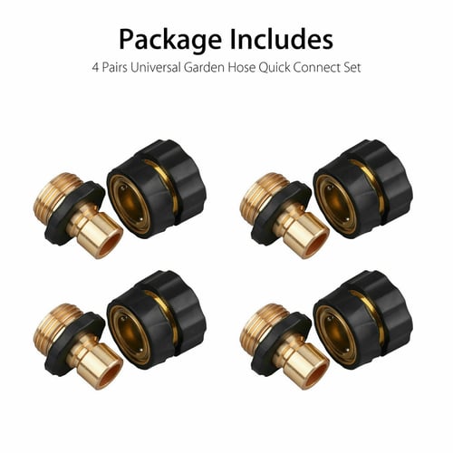 8 Pairs Universal Garden Hose Quick Connect Set Brass Hose Tap Adapter Connector 