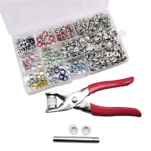 200 PCS Prong Pliers Ring Press Studs Snap Popper Fasteners Tool Kit 10 Colors