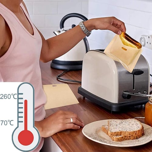 6pcs Reusable Toaster Bag Gluten Free Bread Bag Sandwich Toasting Bags