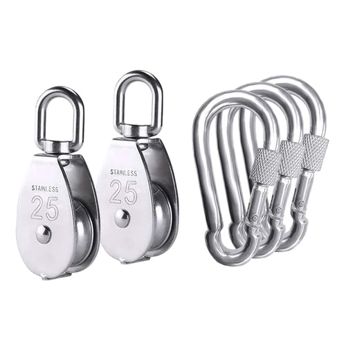 5 x M25 Stainless Steel 304 Single Pulley Block with Dia 25mm Wheel 