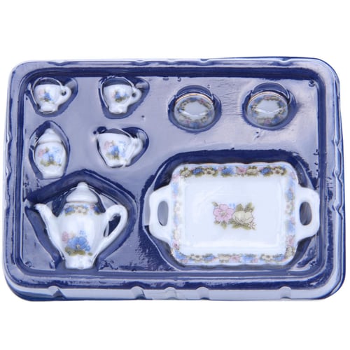 Hot 15X Dining Ware Ceramic Blue Flower Set for 1:12 Dollhouse Low Price 
