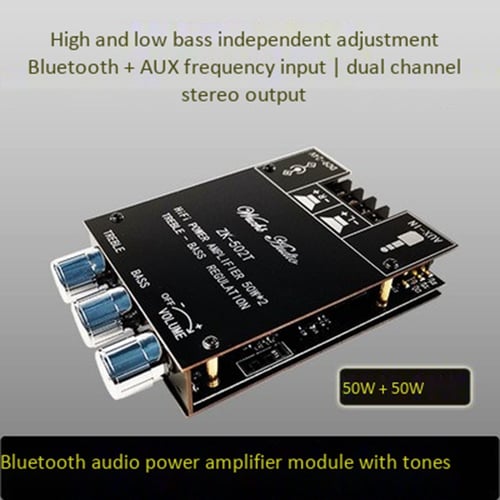 Bluetooth 5.0 TPA3116  2.0 Channel Stereo Audio Amplifier Board Subwoofer 50W*2 