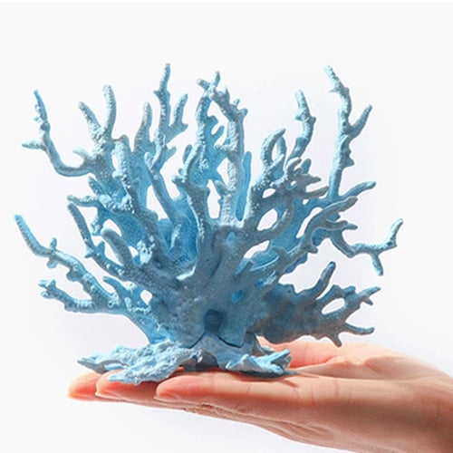 Blue Danmu 1pc Plastic Vivid Artificial Coral Plant Ornament for Fish Tank Aquarium Decoration